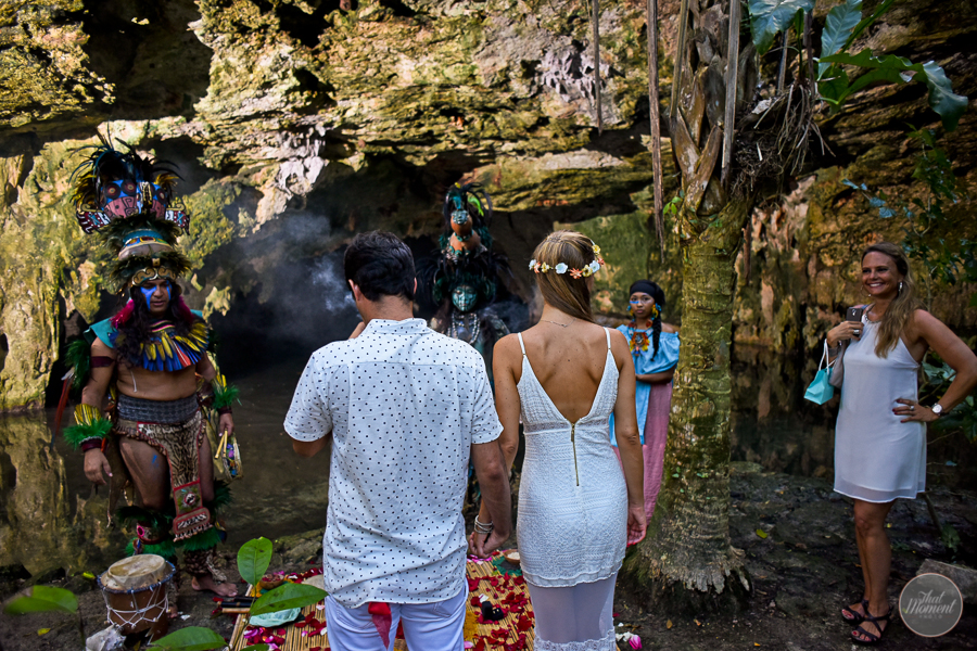 he couple celebrated their wedding in a spiritual Mayan cenote