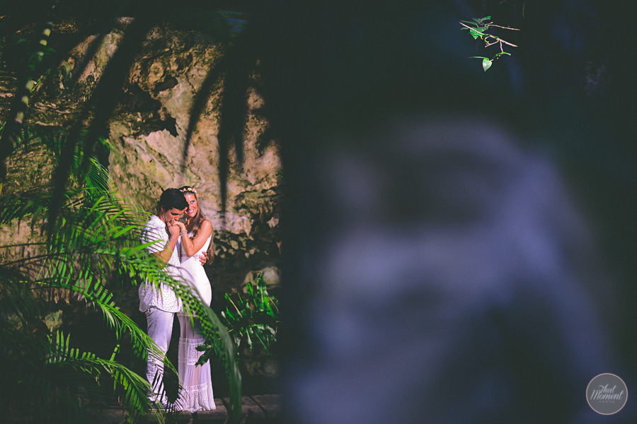 the couple celebrated their wedding in spiritual Mayan cenote
